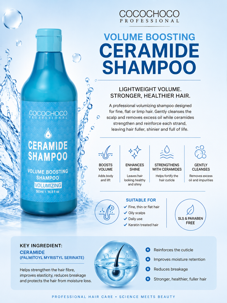 COCOCHOCO PROFESSIONAL SULPHATE AND SALT FREE CERAMIDE VOLUME BOOSTING SHAMPOO 500ml